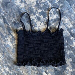 Black Smocked Women's Top from Anthropologie